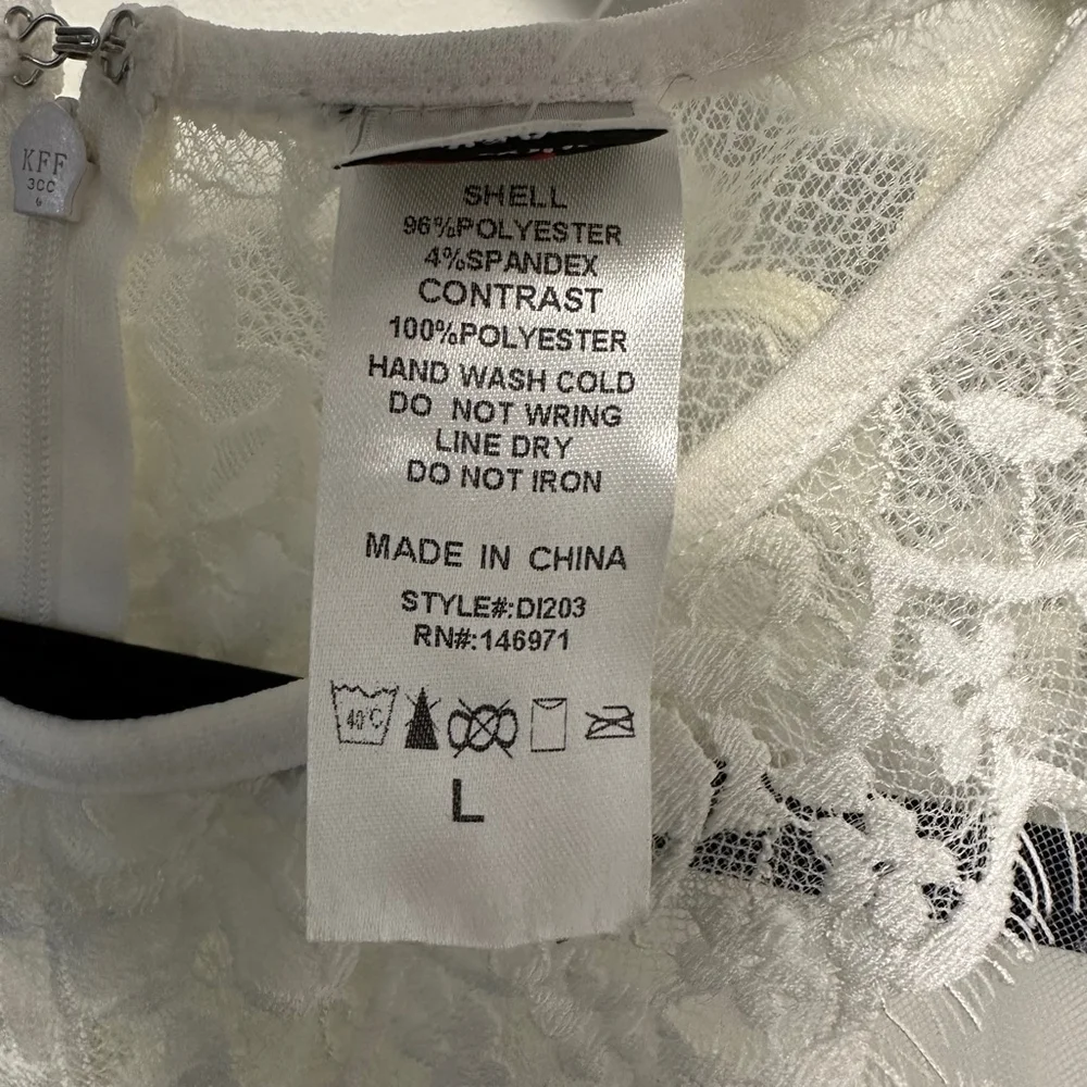 NWT NEW Wedding Women Carolina Dress, Size L, White lace short long sleeve party - Picture 15 of 16
